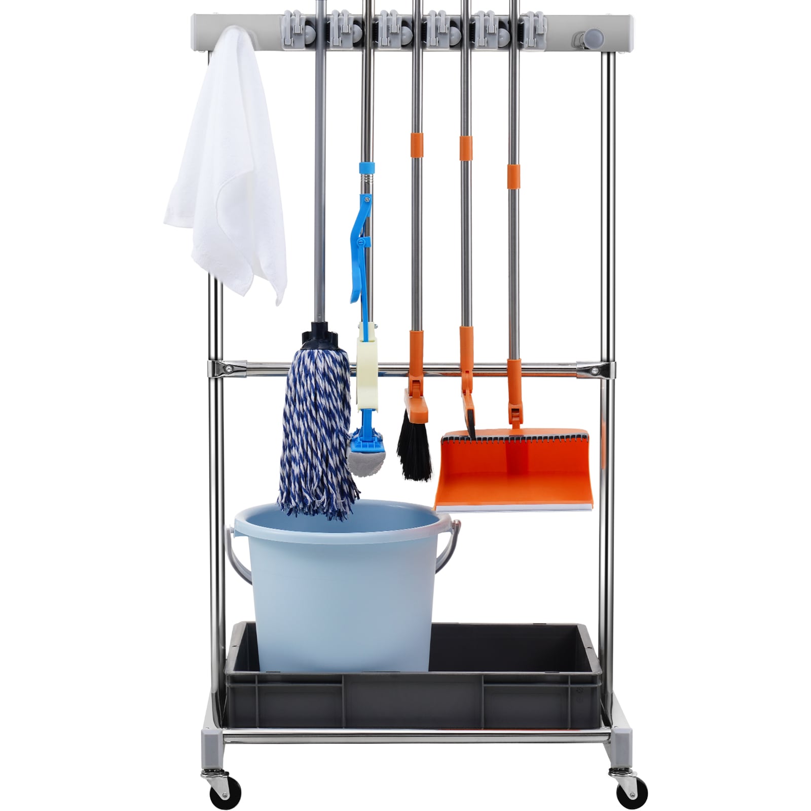 Garden Tool Organiser With Wheels For Garage Storage Rack_voghion.com